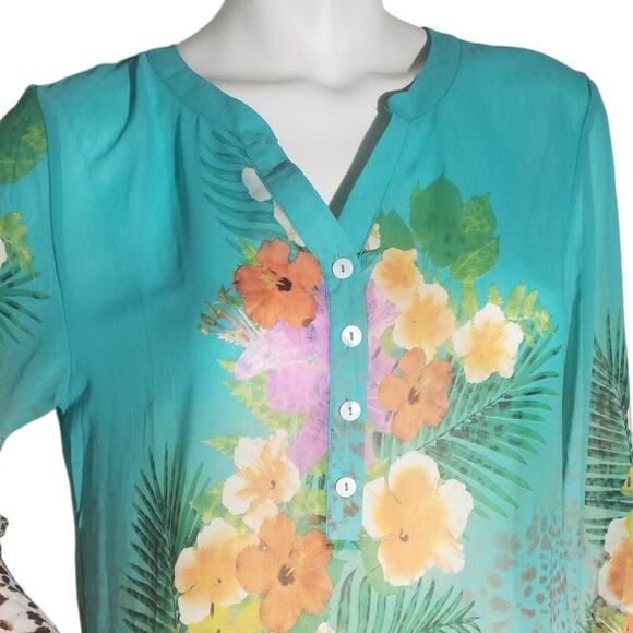 Soft Surroundings Womens Size Medium Tropical Floral Animal Print Tunic Top - Picture 2 of 8